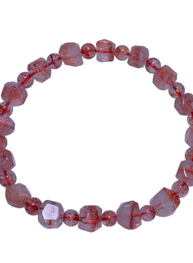 天然金草莓超七随形刻面手链情侣