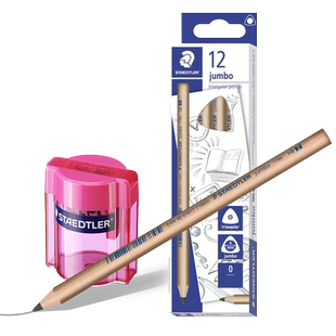 德国STAEDTLER施德楼原木粗杆三角铅笔119 HB 2B小学生儿童用写字环保幼儿园宝宝练字书写加粗大三角形铅笔