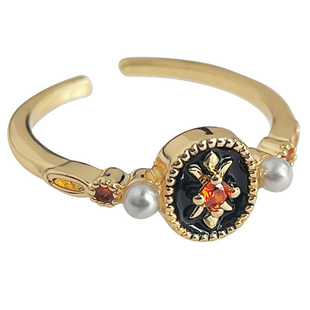 OkFineyard【假面派对】黑金中古戒指女小众设计轻奢高级开口指环