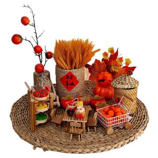 农家乐秋收装饰摆件幼儿园环创材料晒秋竹编乡村饭店丰收布置品