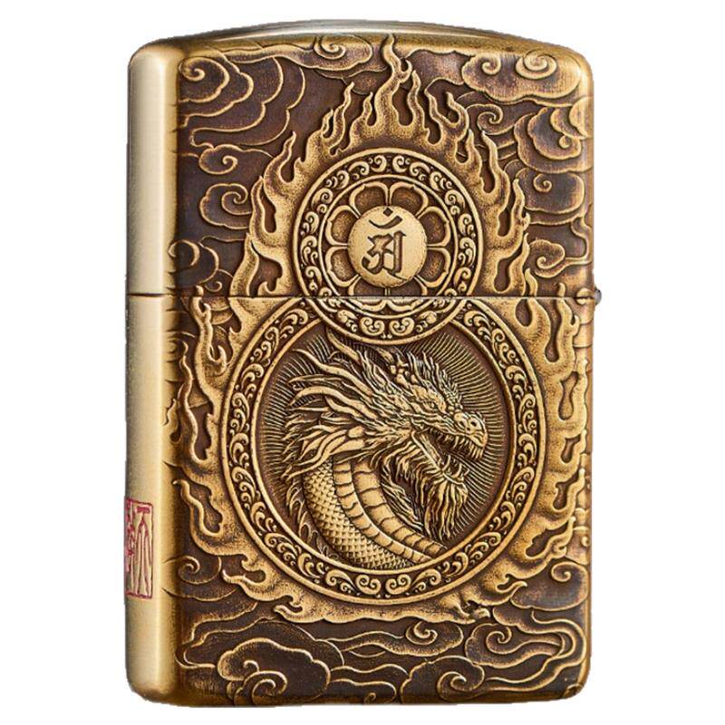 zippo十二生肖佛盔甲礼双面浮雕