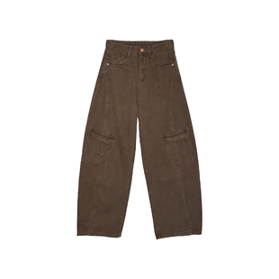 巧妙分割线！巨显瘦工装弯刀裤女2025新款宽松慵懒阔腿拖地牛仔裤