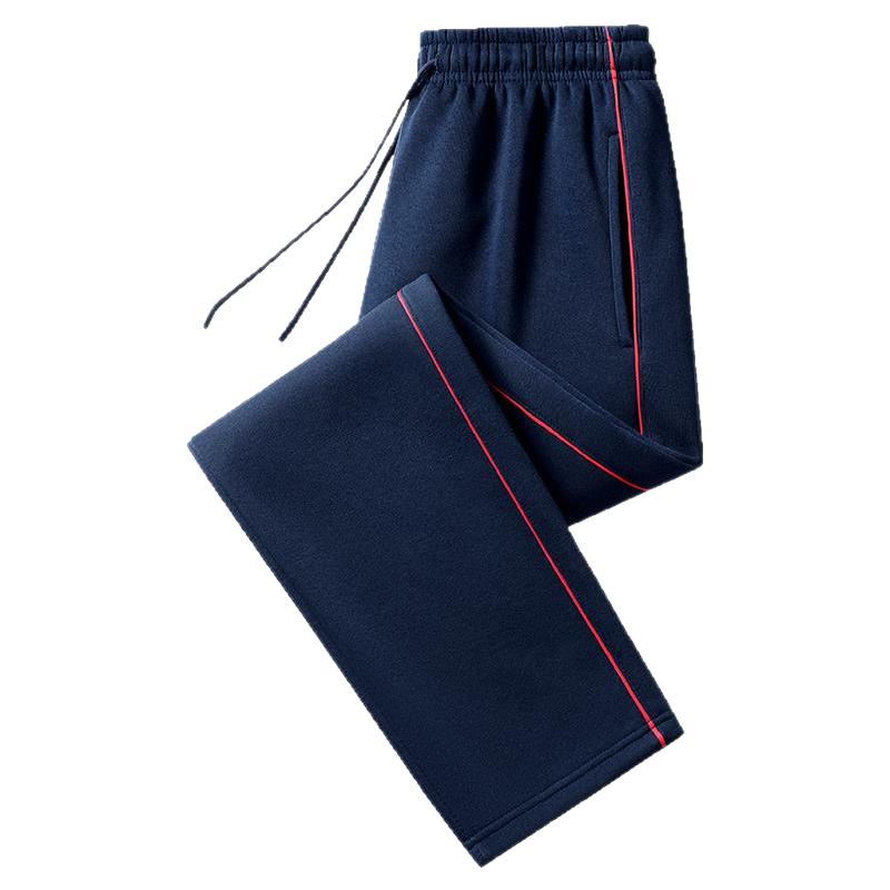 加绒加厚校服裤子男女藏青一条红杠直筒裤初高中学生校裤冬季厚款