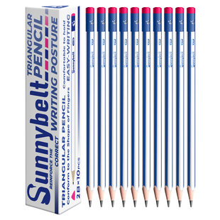 施柏德三角杆铅笔天然原木小学生用2b幼儿园儿童书写顺滑HB沾顶工艺一年级二年级用绘图素描铅笔练字初学者用