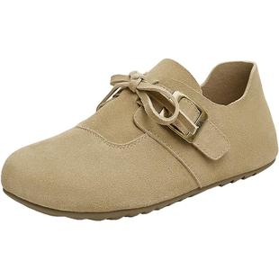 Tata他她小熊复古软底平底勃肯鞋女鞋通勤单鞋2024冬新款CFZ01CM4