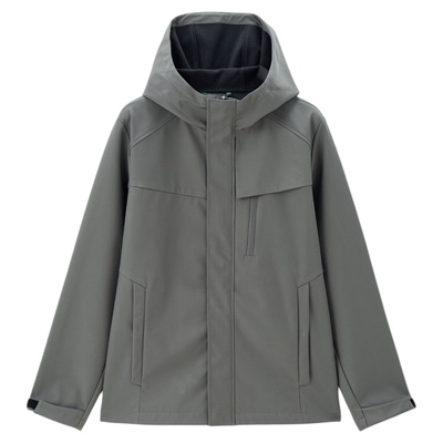 佐丹奴外套男装复合摇粒绒破骨多口袋连帽梭织夹克外套 01074705