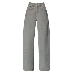 灰绿色牛仔裤女款爆款2026新款弯刀裤子春秋高腰时尚女裤简约长裤