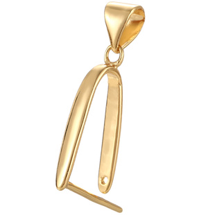 简约平安扣专用扣头diy配件玉器翡翠平安扣夹扣镀18K金色吊坠扣头