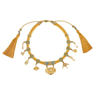 婴儿长命锁挂绳黄金锦锂锁纯手工编织绳拍照道具宝宝周岁金锁项圈