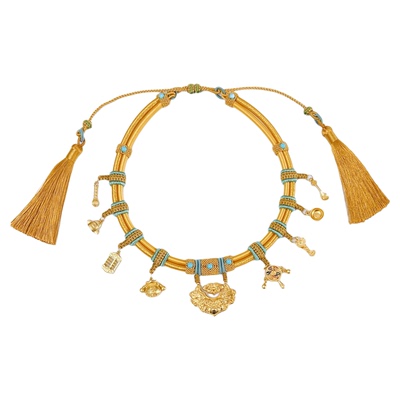 婴儿金锁手工编绳宝宝周岁项圈