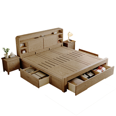 现代简约家用纯实木收纳床