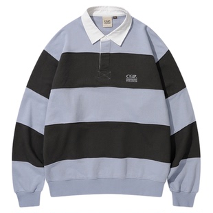 codegraphy韩国条纹橄榄球卫衣