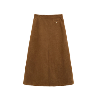 秋冬穿搭复古咖色灯芯绒半身裙女a字开叉爆款高级超好看冬装裙子