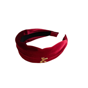 Me物论 秋冬复古红色丝绒蝴蝶结发箍港风气质羊羔毛高颅顶头箍