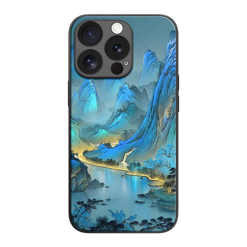 适用于苹果iphone17promax磁吸16手机壳15plus男女14简约13群山深蓝山岳中国风超薄全包边框12防摔保护套新款