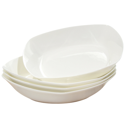 白色骨瓷盘子家用高级感8英寸方盘大号炒菜盘沙拉盘大盘鸡盘子