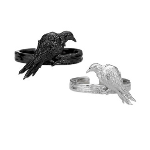 渡鸦系列925纯银乌鸦情侣对戒原创设计小众食指戒高级感暗黑戒指