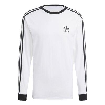 阿迪达斯三叶草男装2025秋经典三条纹纯棉运动圆领长袖T恤 IA4879