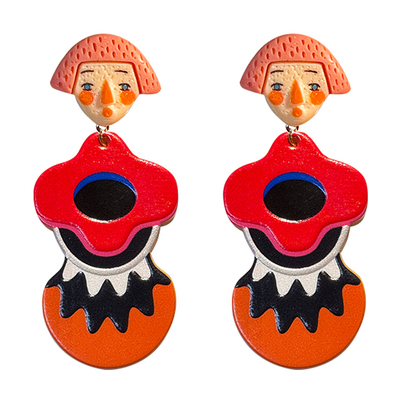 2025新款雀斑女孩趣味卡通耳环