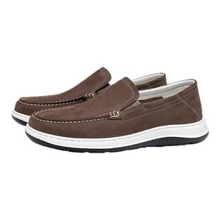 哈森男鞋春季新款真皮套脚商务休闲皮鞋软底爸爸豆豆鞋商场同款鞋