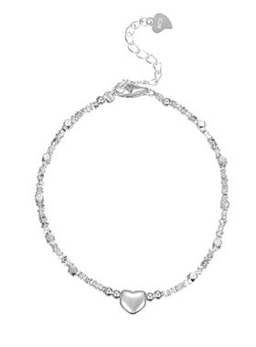 爱心竹节碎银子纯银手链