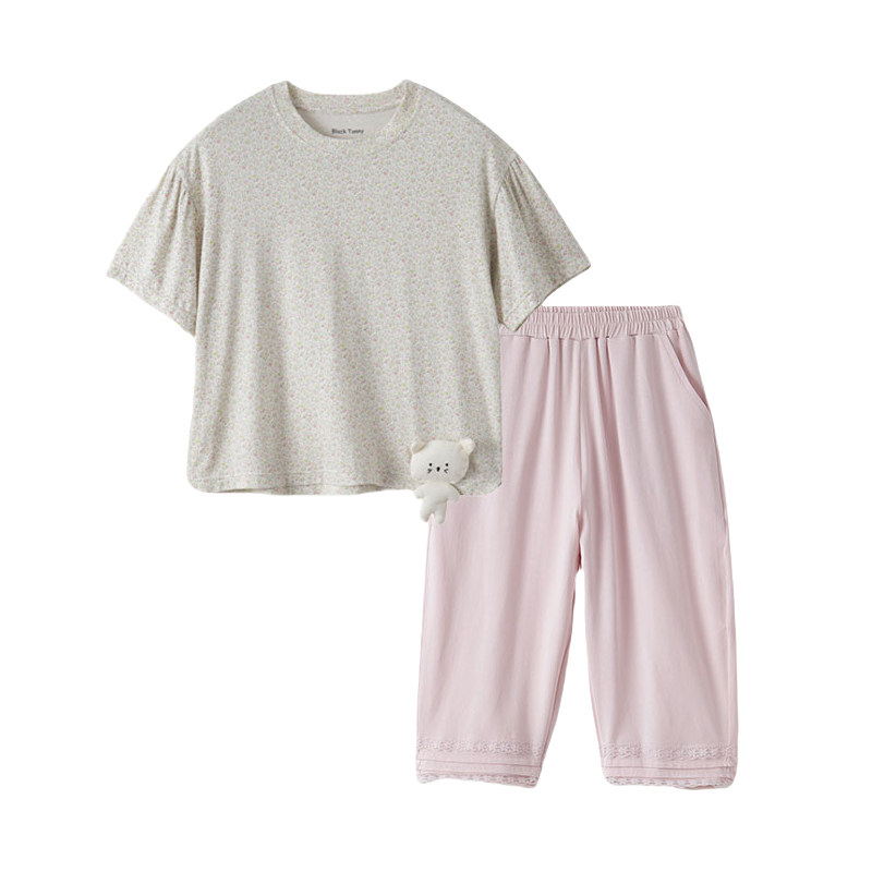 小黑托昵女童夏季睡衣家居服套装