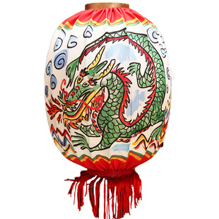 福来龙虎灯笼 中国风复古风铁架室内外悬挂手提发光圆形宫灯成品