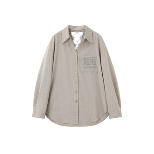 XWI欣未含莱赛尔亚麻衬衫女春夏季优雅V领后背镂空设计感显瘦小衫