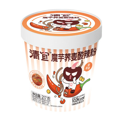 清宜魔芋荞麦酸辣粉面低0桶装零主速食卡代餐解馋期热量夜宵即食