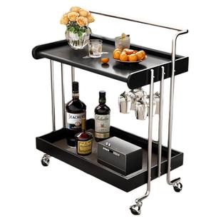 中古风可移动沙发边几实木小推车复古边柜小桌子高级感茶几置物架