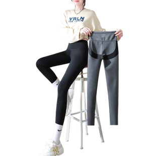 八分小个子鲨鱼裤加绒打底裤女秋冬外穿加厚收腹提臀无痕瑜伽裤子