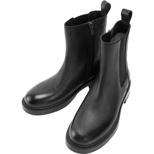 暇步士女鞋真皮切尔西靴春秋新款英伦风百搭舒适通勤显瘦中筒靴