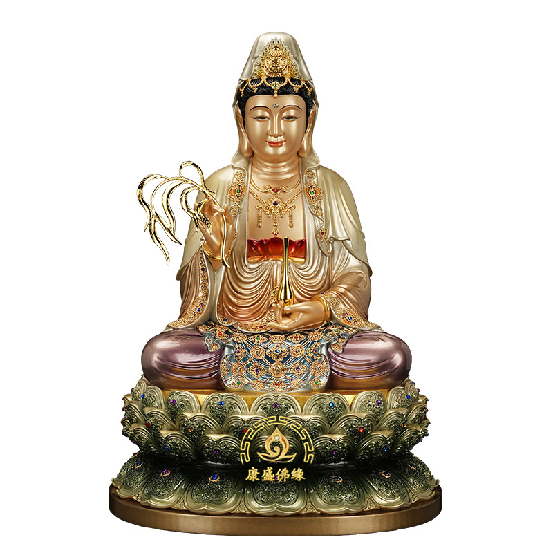 康盛佛缘铜彩观音供奉摆件