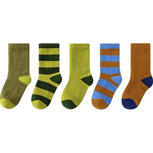 【5双装】迷你巴拉巴拉儿童袜子男女童彩色中筒袜子棉弹透气春款
