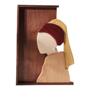 原木拼画立体挂画欧洲名画高档装饰实木质客厅背景墙玄关艺术摆件