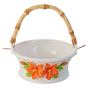 萱母草陶瓷果篮家用客厅茶几水果盘高颜值干果摆放盘零食盘糖果盘