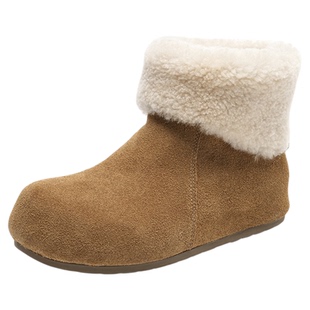 千百度短筒雪地靴子女冬季2025新款加绒加厚短靴女百搭保暖棉鞋女
