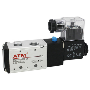 气动电磁阀4v210-08二位五通220V控制气阀12V换向阀24v线圈电子阀