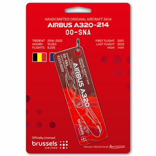 Airlinertags布鲁塞尔比利时红魔 空客A320飞机蒙皮钥匙扣行李牌