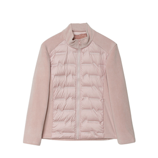 90鸭绒情侣款立领排骨羽绒服 男士拼接摇粒绒保暖外套女士上衣k