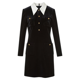 【刘萌萌同款】朗姿丝绒POLO领小香风轻礼裙连衣裙2025年冬季新款