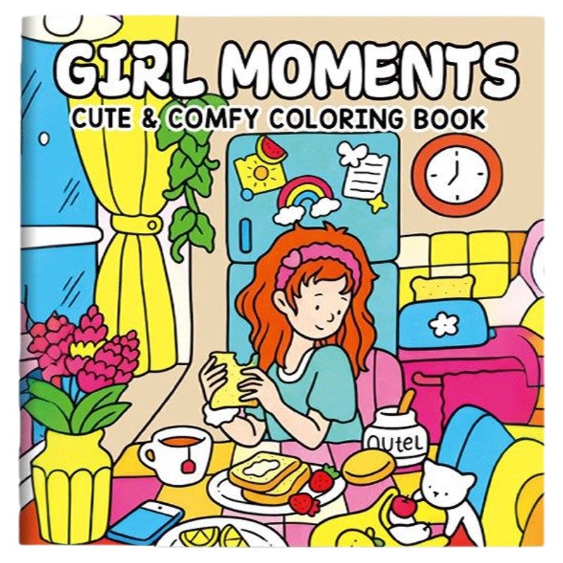 Cute Coloring Book外贸儿童涂鸦涂色本成人解压水彩画女孩绘画本