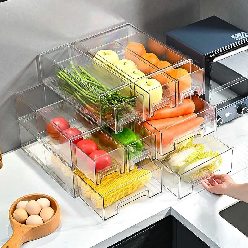 透明冰箱家用收纳盒桌面抽屉厨房蔬菜水果收纳分隔物盒保鲜储整理