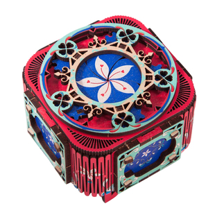 七夕diy八音盒手工3D立体拼图可旋转拼装木质模型饰品盒生日礼物