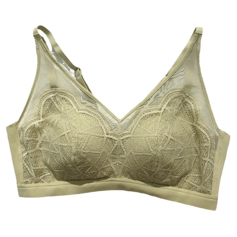 大胸显小薄款无钢圈蚕丝乳胶文胸