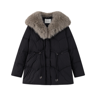 【12/09 20:00】MUCCHIC/可拆卸毛领狐狸毛90白鸭绒中长款羽绒服