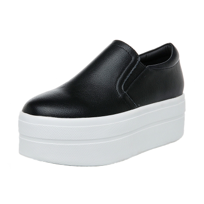 厚底小白鞋增高6cm一脚蹬乐福鞋