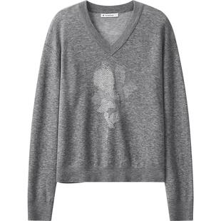 【100%羊毛】播商场同款24秋宽松V领气质针织毛衣女BDR3SD1943