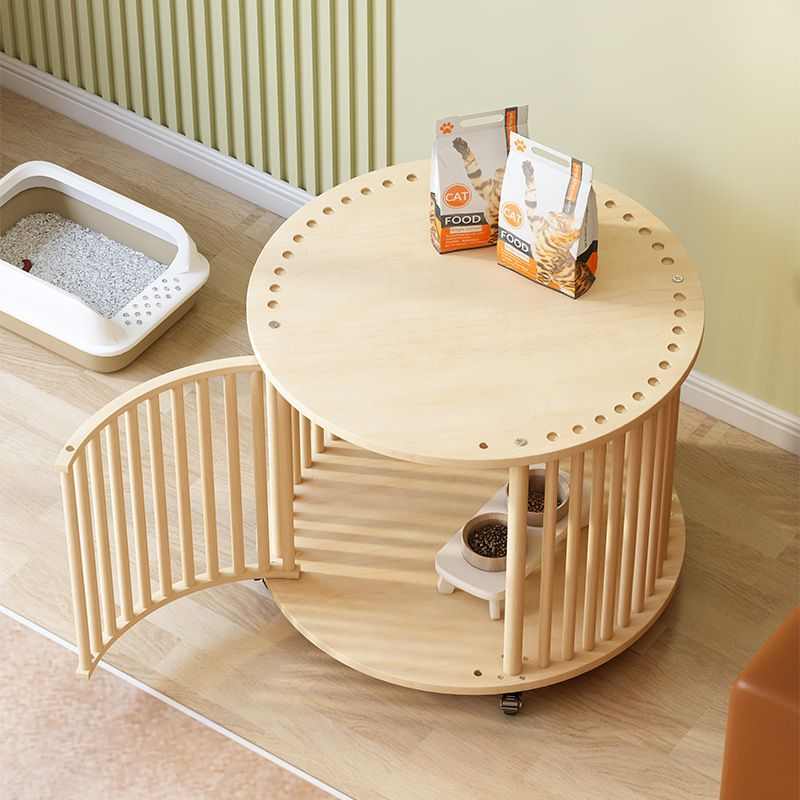 实木猫笼双层猫房子大型猫屋带滑轮可移动猫房繁育猫窝单层猫别墅