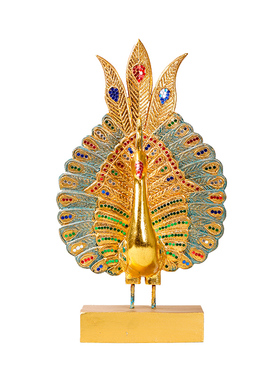 印象泰木质装饰现代门厅动物摆件